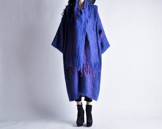 mohair knit HANDWOVEN kimono style coat / by persephonevintage