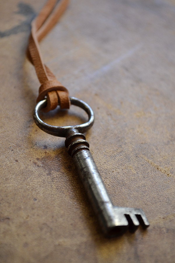Vintage Skeleton Key Necklace Mens Key Necklace by Keytiques