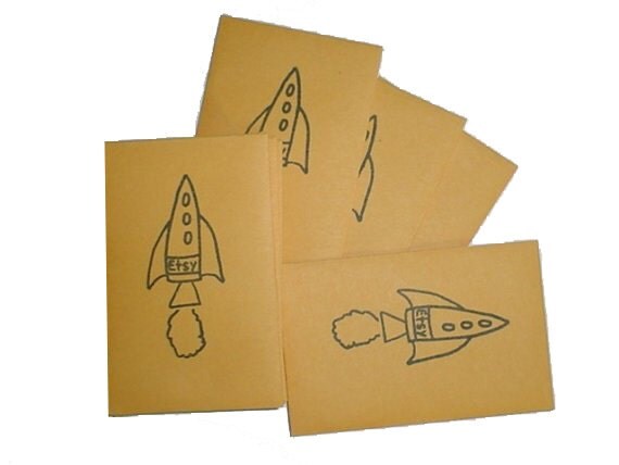 Etsy Rocket Hand Stamped Mini Envelopes Manila Coin Envelopes Business Card Size Set Of 25