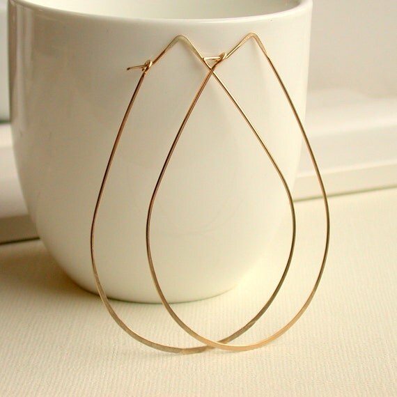 Large Mod Hoops. Extra Large Hammered Teardrop Hoops. Large
