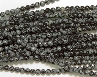 4mm Snowflake Obsidian Round Beads (90 +/- per strand)
