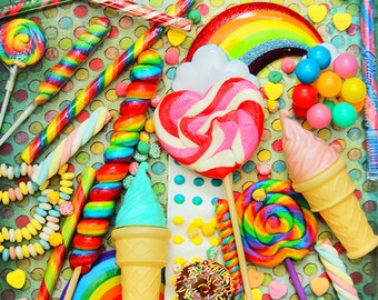  Junk Food Fine Art Rainbow Candy Sweets Print 8x8
