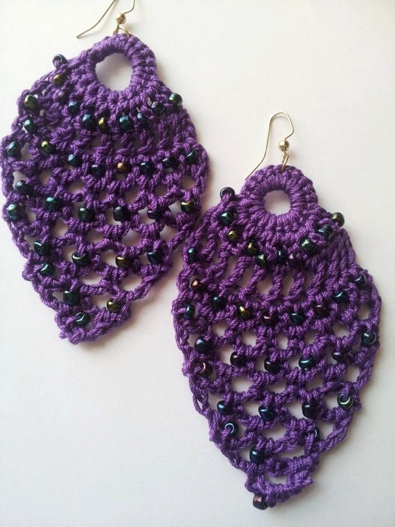 Crocheted Beaded Pineapple Earrings by RockThis50 on Etsy