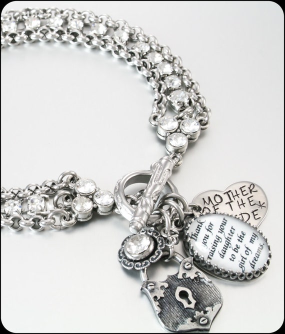 Mother of the Bride Charm Bracelet Gift from by BlackberryDesigns