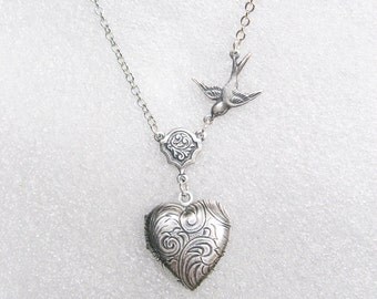 Silver Locket Necklace - Little HEART LOCKET - Miniature Locket - Daughter - Jewelry by BirdzNbeez - Wedding Birthday Bridesmaids Gift