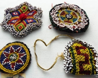 Vintage Tribal Talisman: Kuchi Beaded Remnant, Gul I Peron Patch Set #2