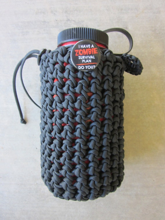 Nalgene Bottle Holder in Black 550 Paracord Zombie Survival