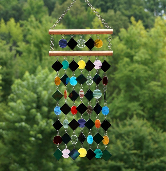 Stained Glass Colored Glass Wind Chimes Sun Catcher