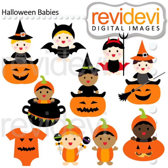 Items similar to Cliparts Halloween Babies, cute halloween baby clip ...
