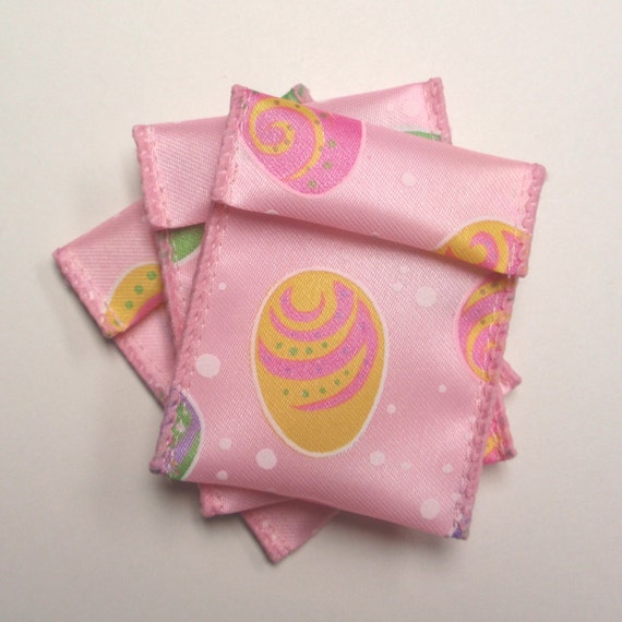 Jewelry Bead Pouches - 10 Pink Easter Egg - Ribbon