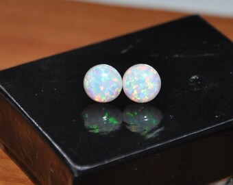 Opal Earrings, Stud Earrings, Sterling Silver, Opal Jewelry, 8mm Stone