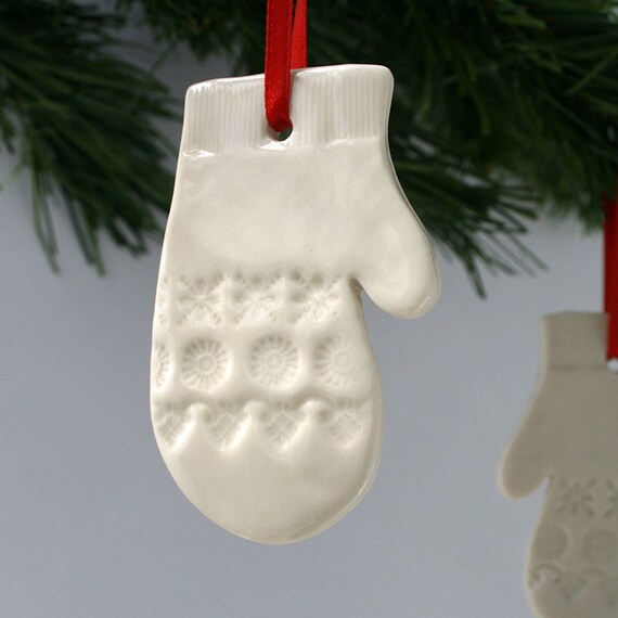 porcelain mitten christmas ornament white ceramic by joheckett porcelain mitten christmas ornament white ceramic by joheckett