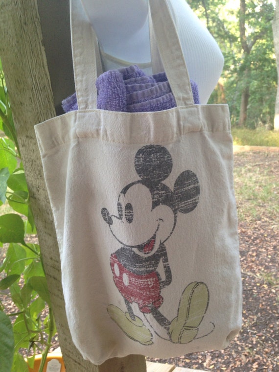 Vintage 1980s Retro Mickey Mouse Disney Canvas Washed Tote Bag