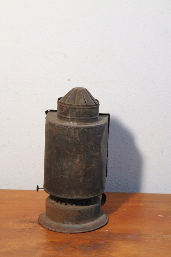 Antique Kodak Darkroom Metal Lantern // Glass Insert // Rusty