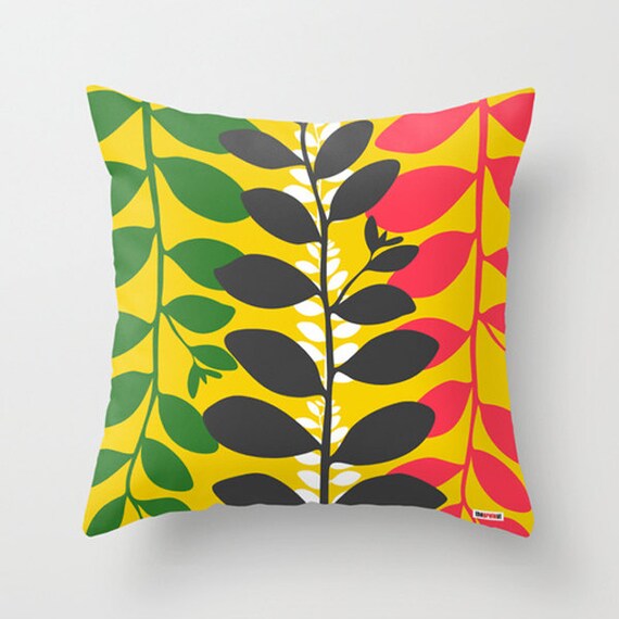Items similar to Decorative throw pillow cover Happy leafs - Colorful pillow cover - Modern ...