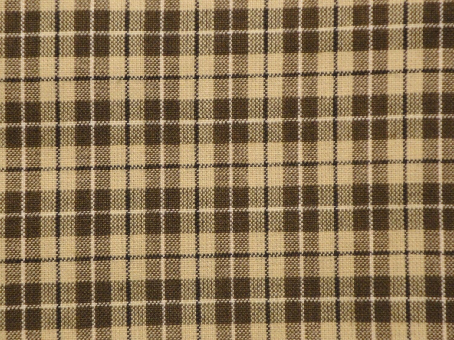 Cotton Homespun Fabric Plaid 1 Yard Brown Dark Brown Tan