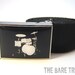 White 5 piece drum kit on Chrome Nickel colored steel Buckle with Black cotton web Belt