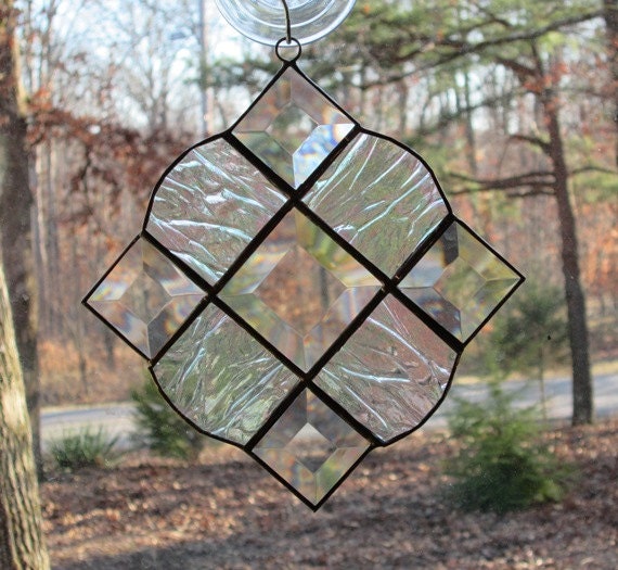 Stained Glass Suncatcher Clear Bevels & by CartersStainedGlass