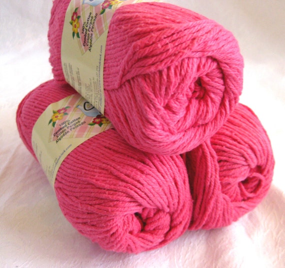 BRIGHT PINK cotton yarn Creme de la Creme Cotton by crochetgal