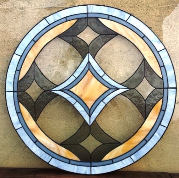 Stained glass Panel Amber & Grey P40