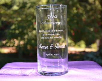 Engraved Clear Glass Wedding/Memorial Candle Holder/Vase by hbhill