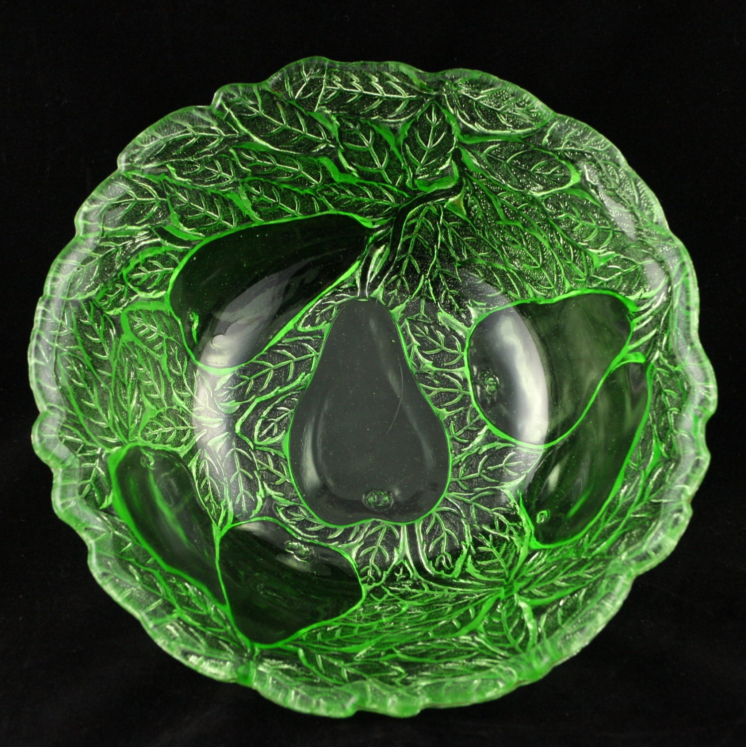 Indiana Avocado Salad Serving Bowl Green Depression Glass Vtg 9264