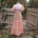 Vintage 1970s Farmer's Daughter Dress, Prairie Dress, Barn Dance Dress, Country Dress, Southern Belle, Peach, Size Medium