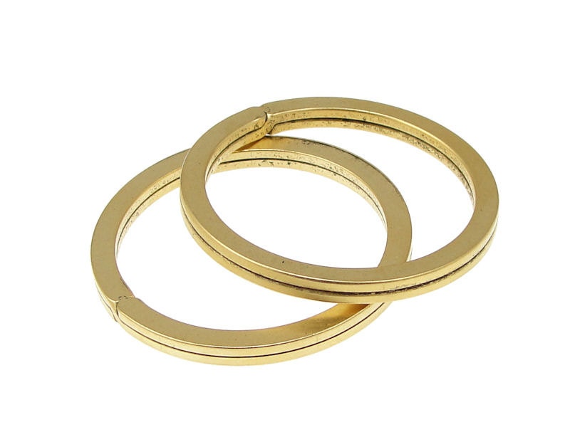 2 Gold Key Ring Large Antique Gold Split Ring Key by LythaStudios