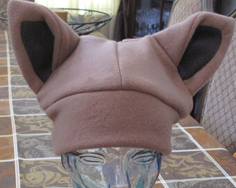 Cosplay Brown Eevee fleece ear hat in 6 sizes
