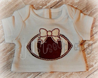 18" Doll Sized Football Bow Applique Design