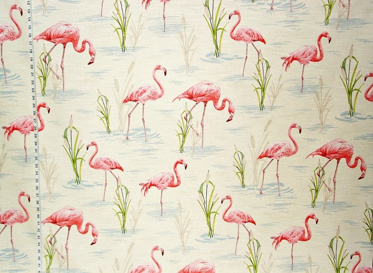 Pink flamingo fabric interior home decorating cotton material BTY 1
