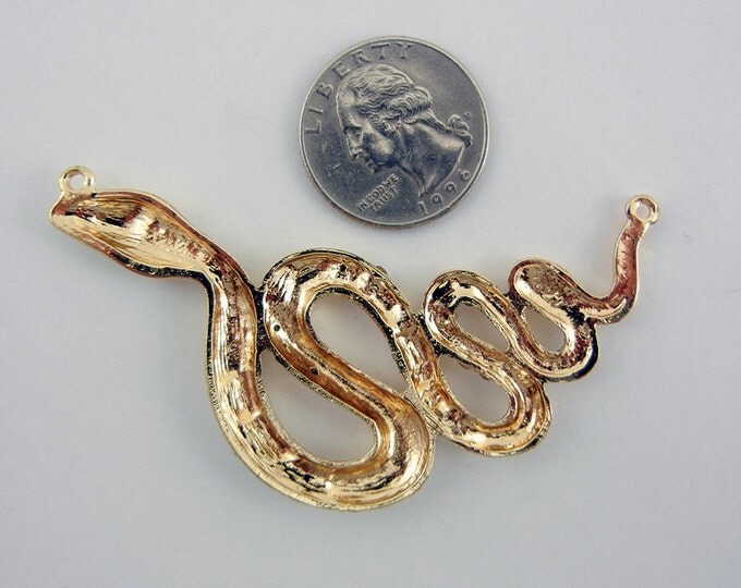 Double Link Gold-tone Curled Snake with Rhinestone