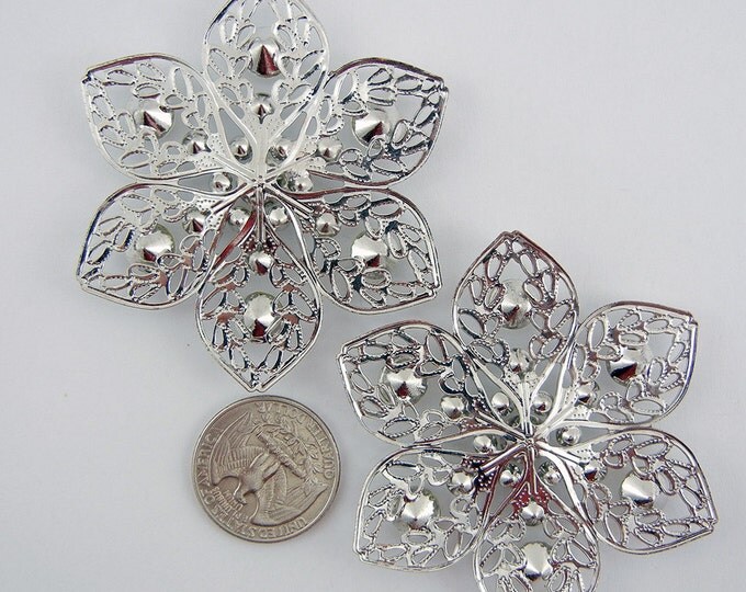 Pair of Large Filigree Snowflake or Flower Charms