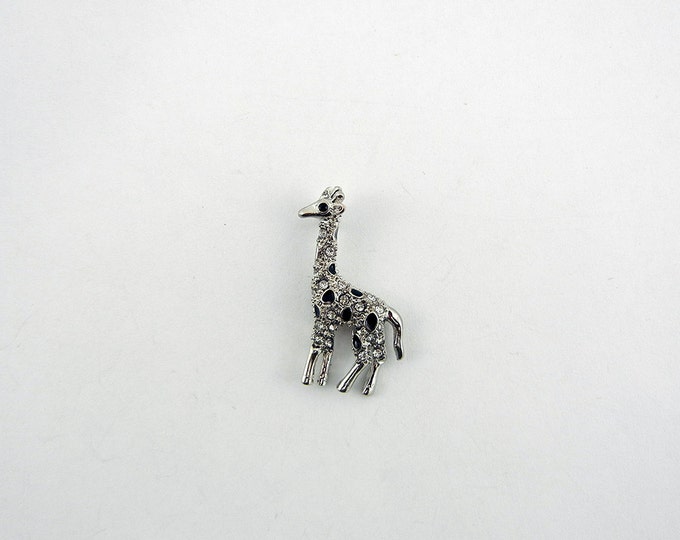 Silver-tone Giraffe Pendant Rhinestones