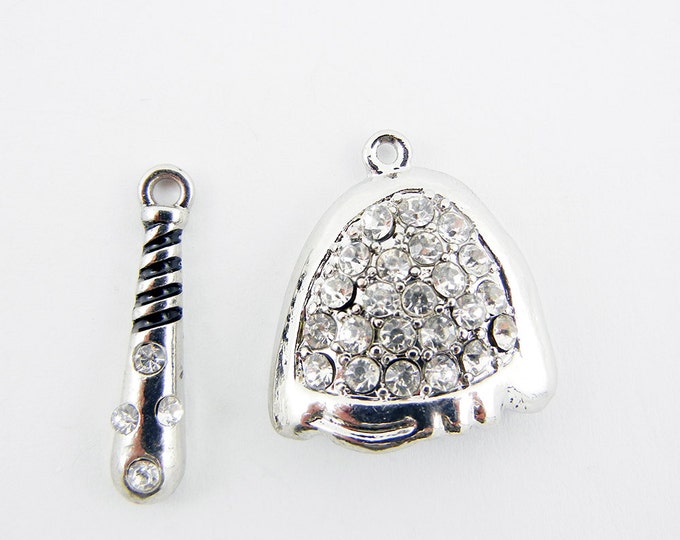 Set of Baseball Glove and Baseball Bat Charms Rhinestone Encrusted