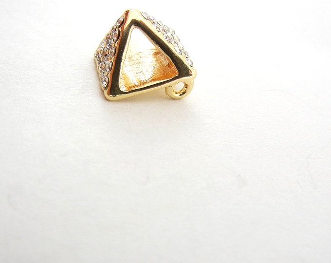 Double Link Gold-tone Open Pyramid Pendant with Rhinestones