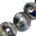 Seven Gray Blue w/Silver Foil Lentil Beads - Lampwork Glass Bead Set 10406602
