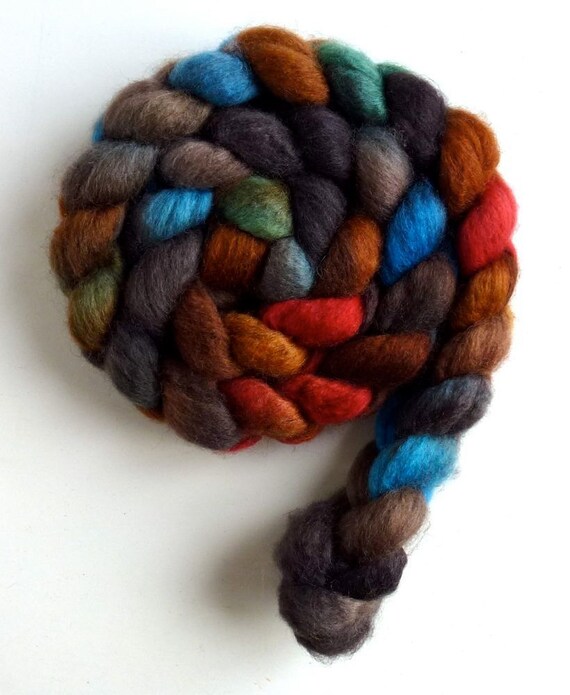 Mixed BFL/ Silk Roving Hand Painted Spinning or Felting