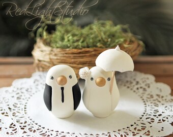 Custom Wedding Cake Topper - Small Hand Painted Love Birds