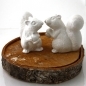 Wedding Cake Topper White Squirrels , ceramic