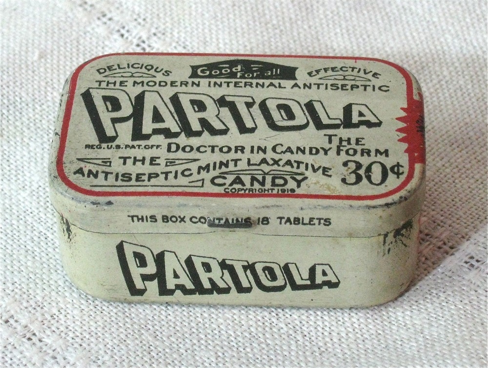 Vintage Partola Antiseptic Mint Laxative Candy by CanemahStudios