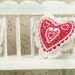 Dollhouse Miniature Valentine Heart Pillow Red White One Inch Scale