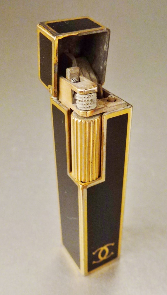 CARTIER LIGHTER Cube Vintage 1970's Black Enamel Gold