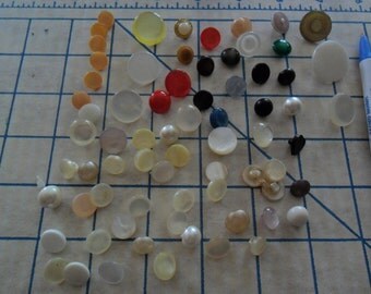 Colorful Vintage buttons - at least 71 - pearly top and more
