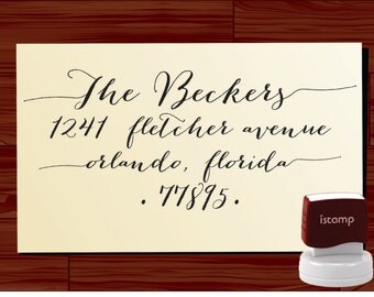 Calligraphy Handwriting Script Custom Return Address Stamp - Personalized SELF INKING Wedding Stationery Stamper - Style 1280JB