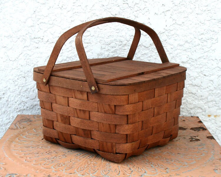 Wooden Picnic Basket by Putney Basketville Vermont