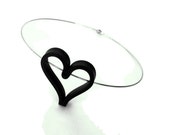 black heart necklace, rubber pendant,