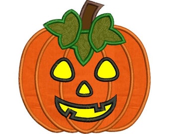 Applique Jack O Lantern Pumpkin Halloween Embroidery Designs 4X4 and 5X7 Included - Instant Download Sale