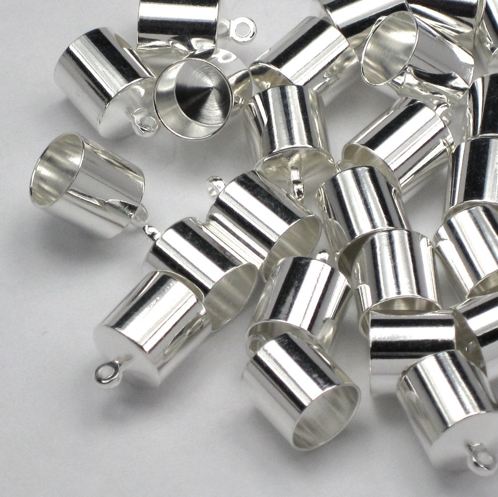 8mm Barrel Silver Plated End Caps 8 Or More Kumihimo by nottoto