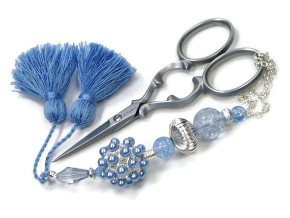 Scissor Fob Powder Blue Quilting Sewing Cross Stitch by TJBdesigns